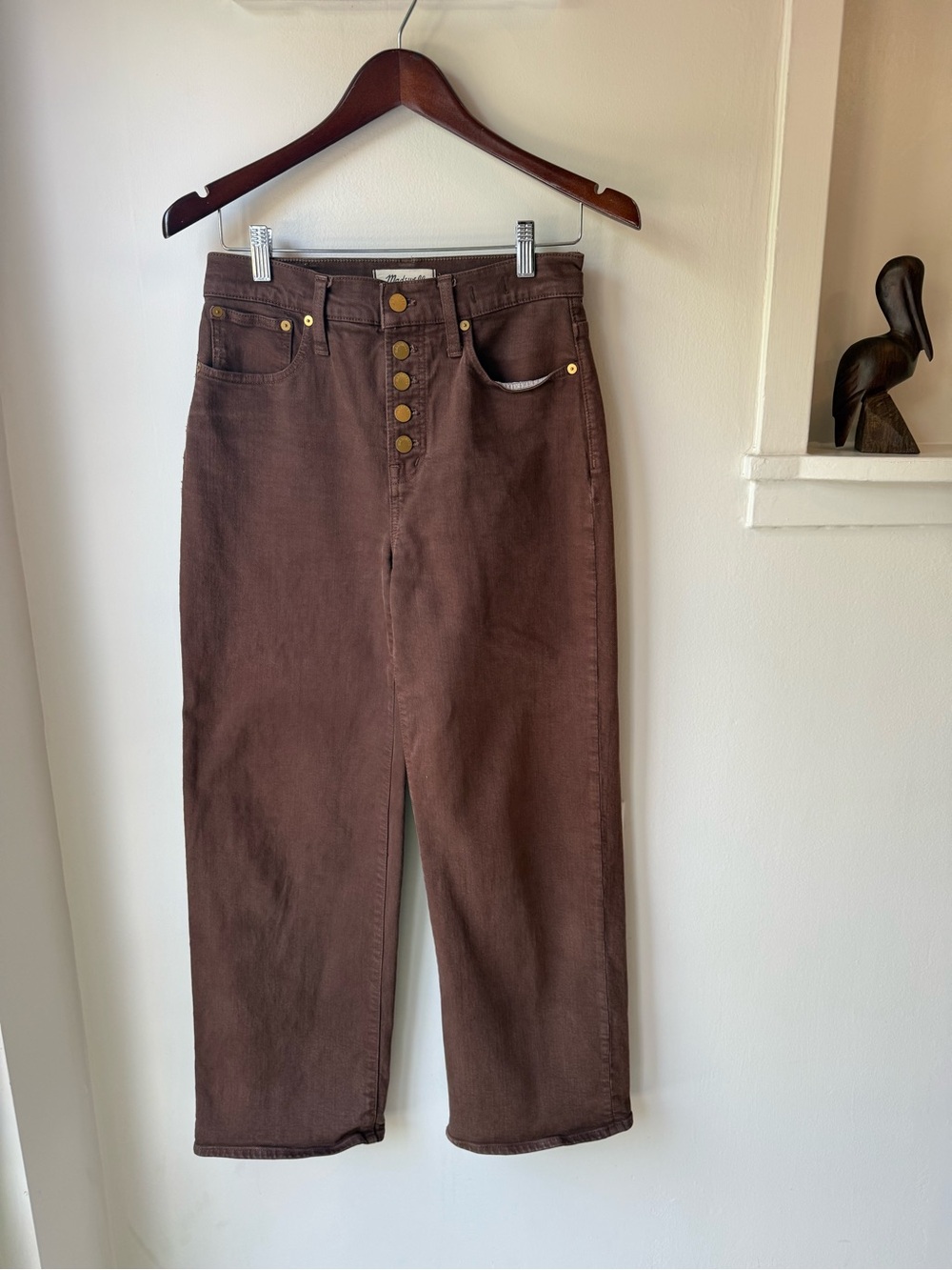 Madewell High-Rise Brown Button-Fly Jeans size 26 perfect vintage wide leg jean